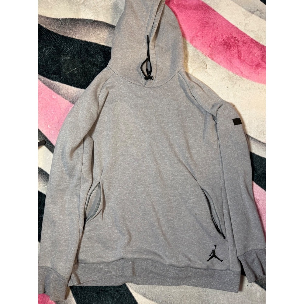 Jordan Mens XL Heather Gray Jumpman Pullover Hoodie Zipper Pockets Athletic